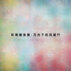 彩綢健身操月光下的鳳尾竹